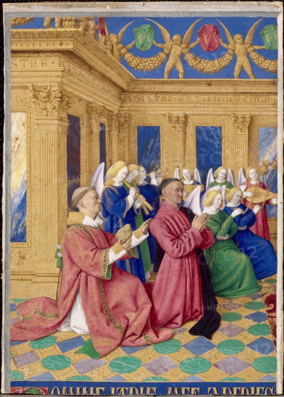 Étienne Chevalier with Saint Stephen, ca 1455. Artist: Fouquet, Jean (1420?1481)