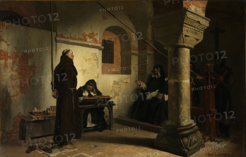 Bernard Délicieux before the Inquisition Tribunal, ca 1881. Artist: Laurens, Jean-Paul (1838-1921)