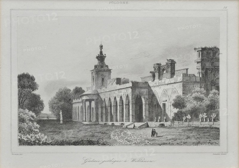 View of the Gothic Gallery in the Wilanów Palace, 1840. Artist: Lemaître, Augustin François (1792-1870)