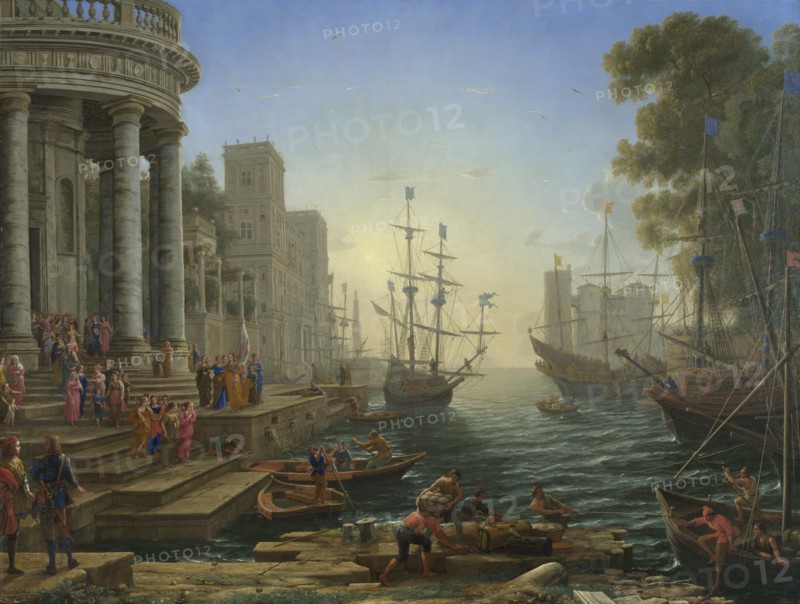 Seaport with the Embarkation of Saint Ursula, 1641. Artist: Lorrain, Claude (1600-1682)