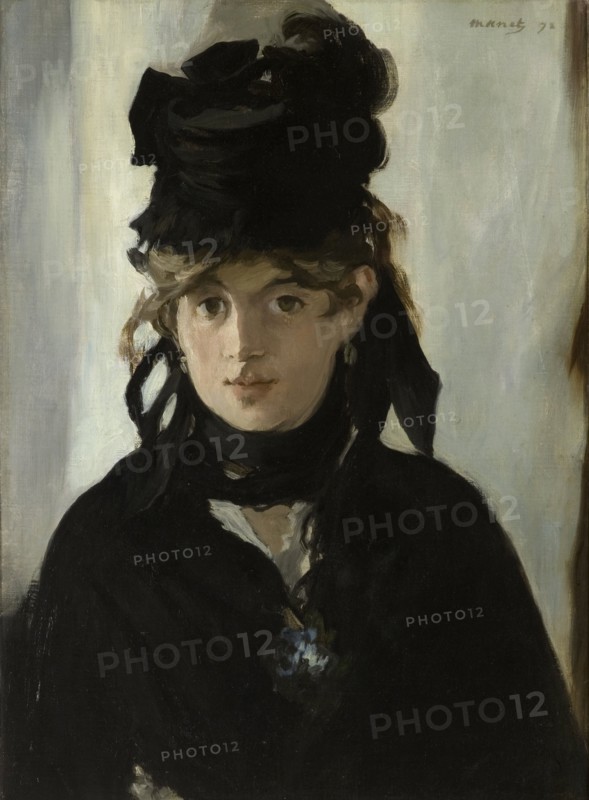 Berthe Morisot With a Bouquet of Violets, c. 1880. Artist: Manet, Édouard (1832-1883)