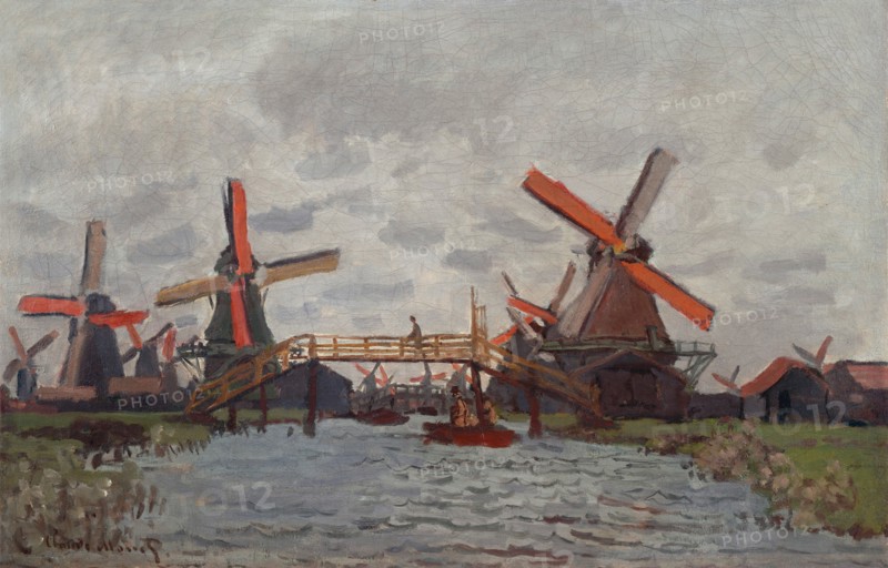 Mills at Westzijderveld near Zaandam, 1871. Artist: Monet, Claude (1840-1926)