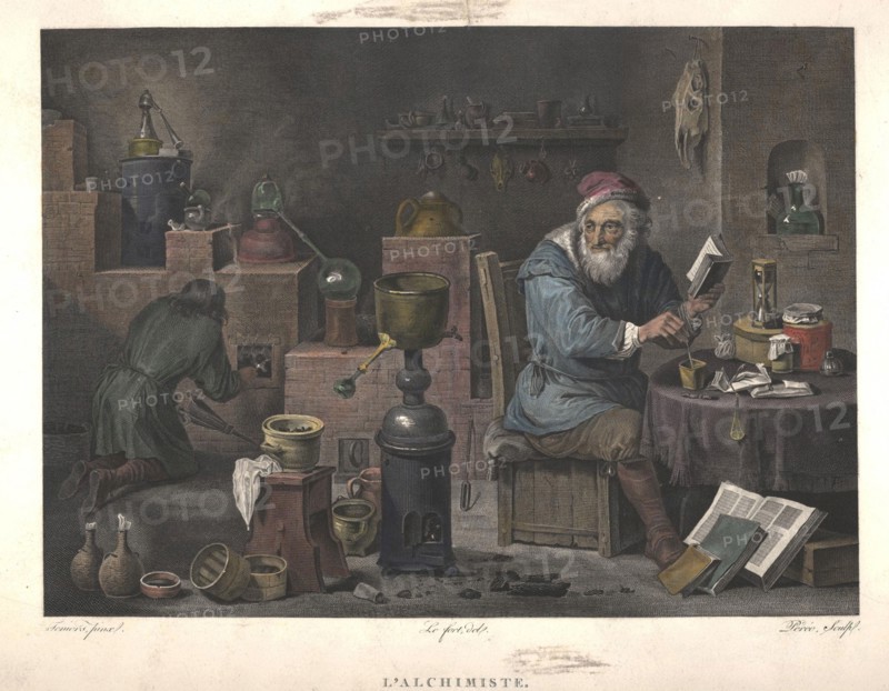 The Alchemist (after painting by David Teniers), Late 18th cent.. Artist: Perée, Jacques Louis (1769-1832)