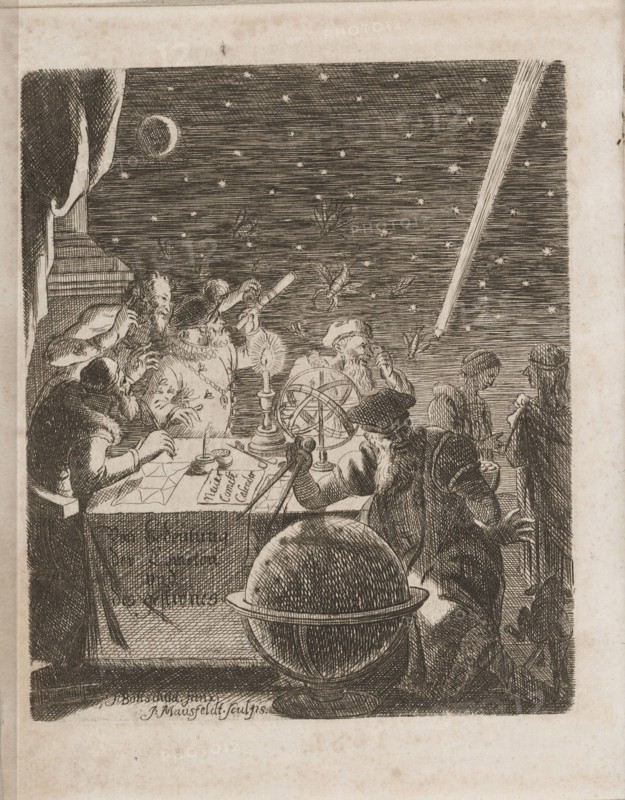 Observing the Heavens in the Age of Galileo (From: Von Bedeutung der Cometen), 1681. Artist: Petit, Pierre (1598-1677)