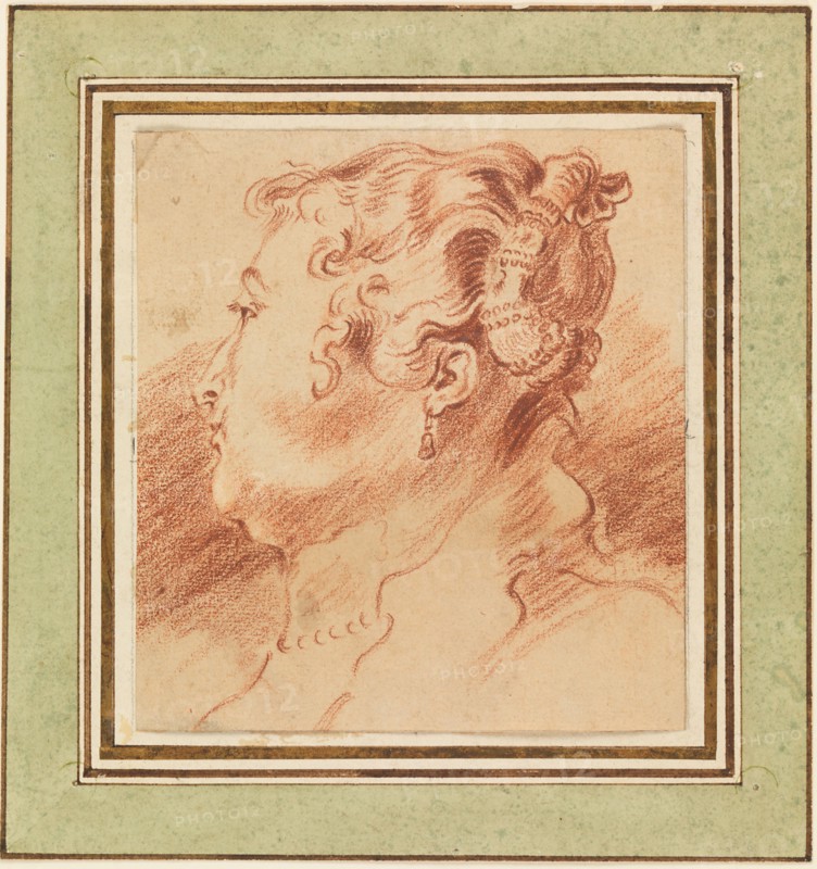 Study of Woman's Head, c. 1725. Artist: Watteau, Jean Antoine (1684-1721)