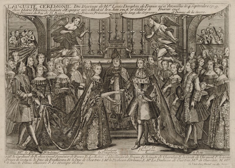 Marriage of Louis, Dauphin of France to Marie Thérèse Raphaëlle, Infanta of Spain in 1745 at Versailles, 1745. Artist: Anonymous