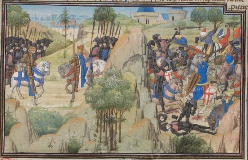 Meeting of Conrad III of Germany and Louis VII of France. Miniature from the Historia by William of Tyre, 1460s. Artist: Anonymous