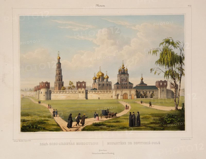 View of the Novodevichy Convent in Moscow, 1840s. Artist: Bachelier, Charles-Claude (First half of 19th cen.)