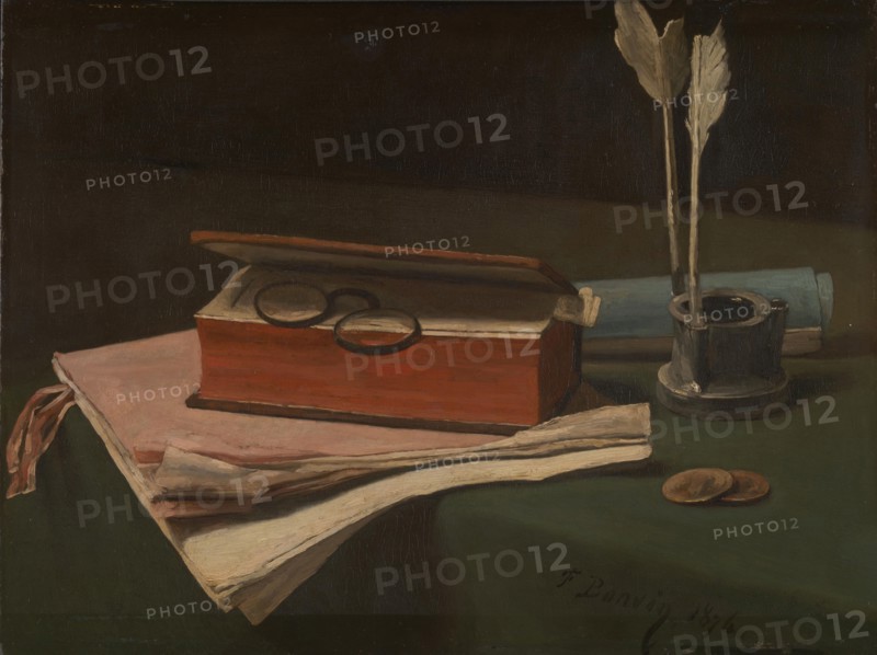Still Life with Book, Papers and Inkwell, 1876. Artist: Bonvin, François (1817-1887)