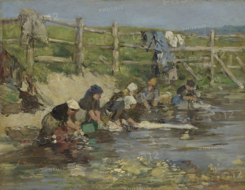 Laundresses by a Stream, ca. 1886-1890. Artist: Boudin, Eugène-Louis (1824-1898)