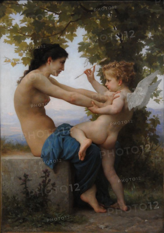 A Young Girl Defending Herself Against Eros, 1880. Artist: Bouguereau, William-Adolphe (1825-1905)