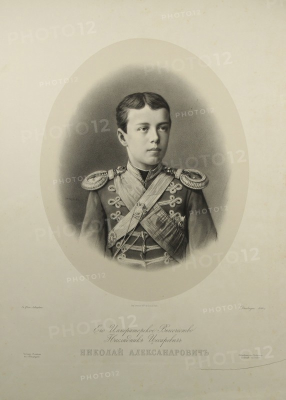 Portrait of the Tsarevich Nikolay Aleksandrovich of Russia (1868-1918). Artist: Dharlingue, Gustave (1839-1902)