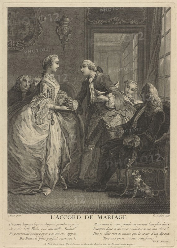 Marriage contract, 18th century. Artist: Eisen, Charles (1720-1778)