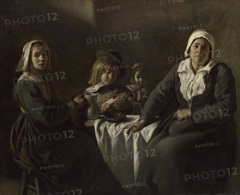 Four Figures at a Table, c. 1643. Artist: Le Nain, Louis (1593-1648)