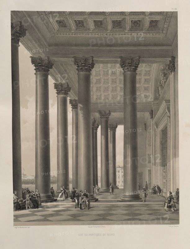 The north portal of the Saint Isaac's Cathedral (From: The Construction of the Saint Isaac's Cathedral), 1845. Artist: Montferrand, Auguste, de (1786-1858)
