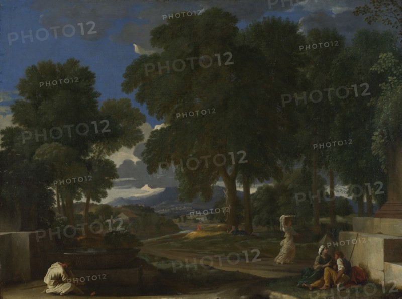 Landscape with a Man washing his Feet at a Fountain, 1648. Artist: Poussin, Nicolas (1594-1665)