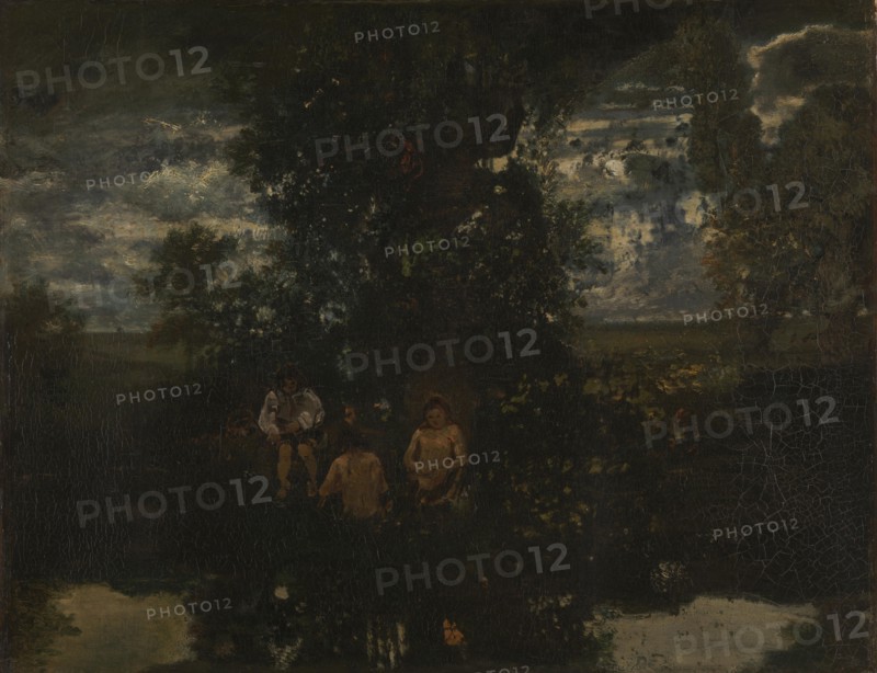 Moonlight. The Bathers, 1860s. Artist: Rousseau, Théodore (1812-1867)
