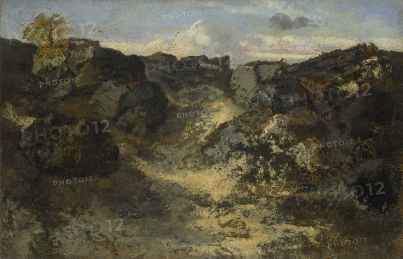 Rocky Landscape, c. 1840. Artist: Rousseau, Théodore (1812-1867)