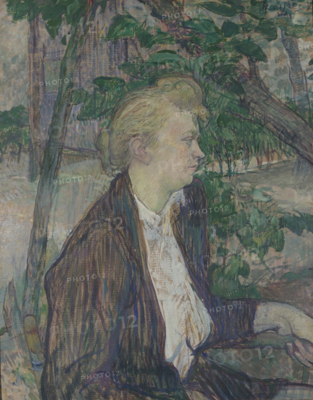 Woman seated in a Garden, 1891. Artist: Toulouse-Lautrec, Henri, de (1864-1901)
