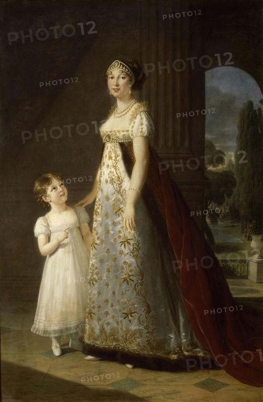 Portrait of Caroline Bonaparte (1782-1839), Queen of Naples and Sicily, with her daughter, Letizia, 1807. Artist: Vigée-Lebrun, Marie Louise Elisabeth (1755-1842)