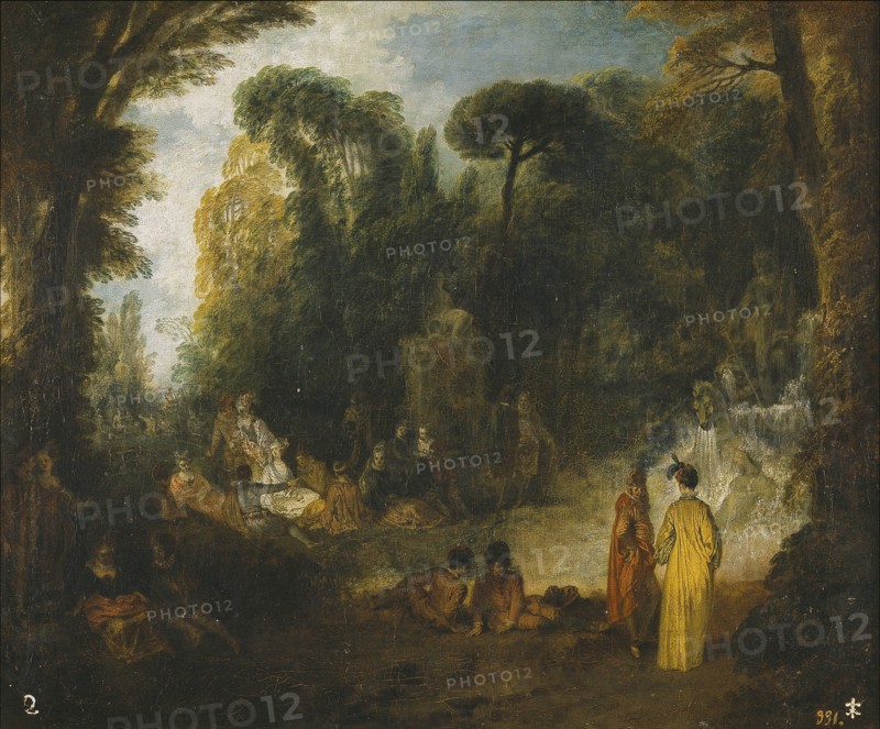 Courtly Gathering In A Park, 1712-1713. Artist: Watteau, Jean Antoine (1684-1721)