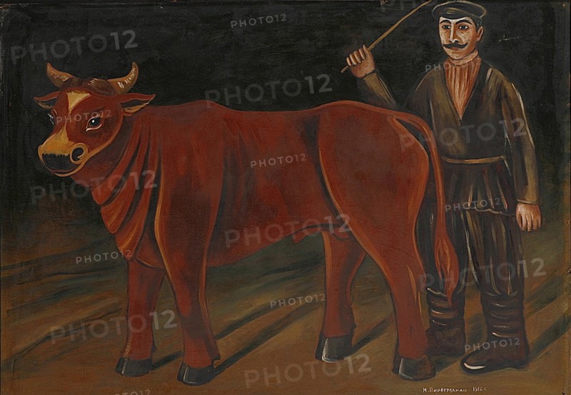Farmer with Bull, 1916. Artist: Pirosmani, Niko (1862-1918)