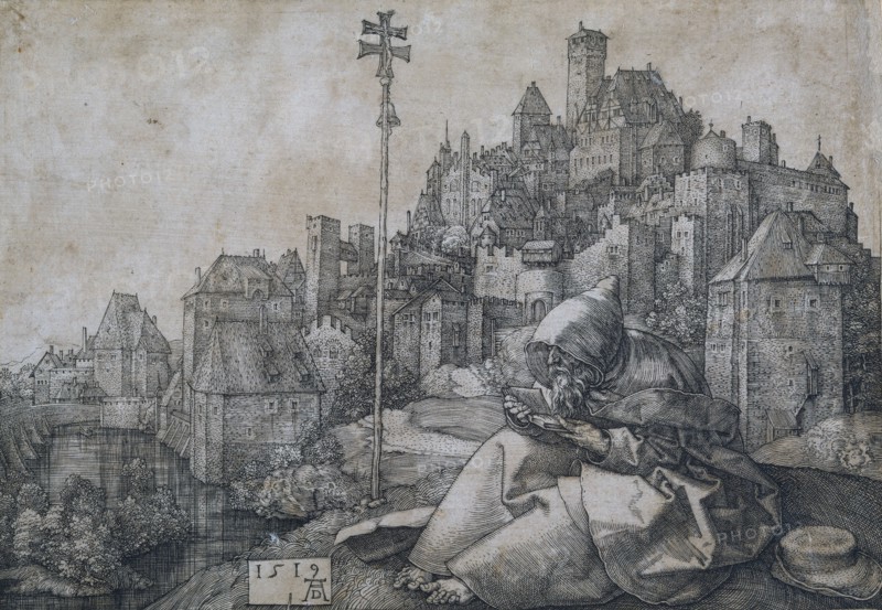 Saint Anthony in front of the town, 1519. Artist: Dürer, Albrecht (1471-1528)