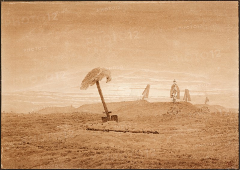 Landscape with Graves, ca 1836. Artist: Friedrich, Caspar David (1774-1840)
