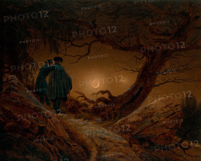 Two Men Contemplating the Moon, ca 1820. Artist: Friedrich, Caspar David (1774-1840)