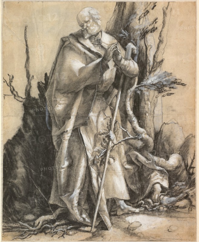 Bearded Saint with walking stick, c. 1516. Artist: Grünewald, Matthias (ca 1470-1528)