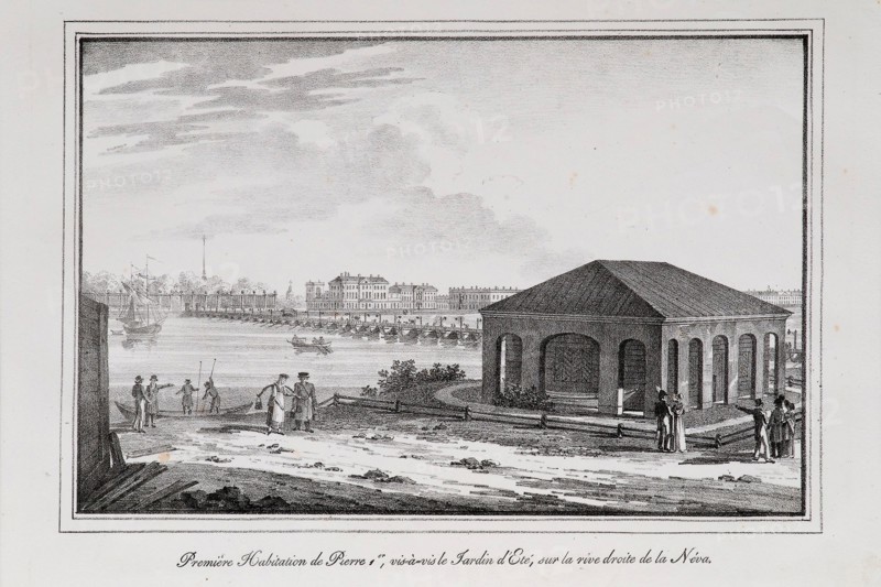 Cabin of Peter the Great (Series Views of Saint Petersburg), 1820s. Artist: Pluchart, Alexander (1777-1827)