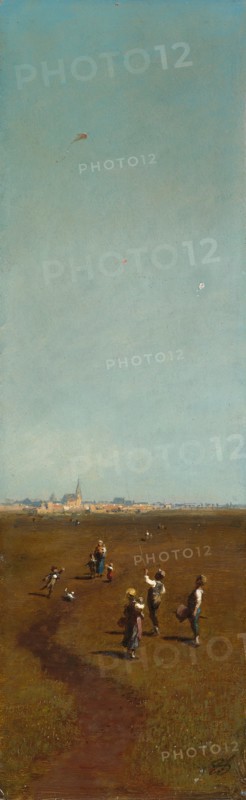 Flying Kites, ca 1880-1885. Artist: Spitzweg, Carl (1808-1885)