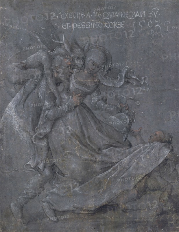 Pair of lovers with the Devil and Cupid, 1503. Artist: Strigel, Bernhard (ca 1460-1528)