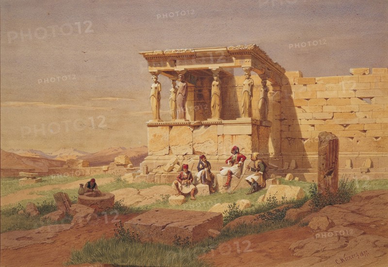 The Erechtheion. The Porch of the Caryatids, 1877. Artist: Werner, Carl Friedrich Heinrich (1808-1894)