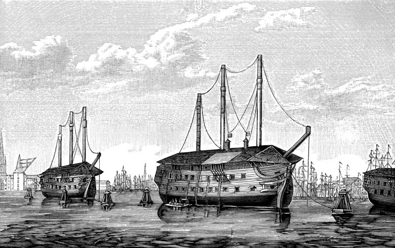 The Danish prison-ships Dronning Maria and Waldemar at Copenhagen, 1848-1849. Artist: Anonymous
