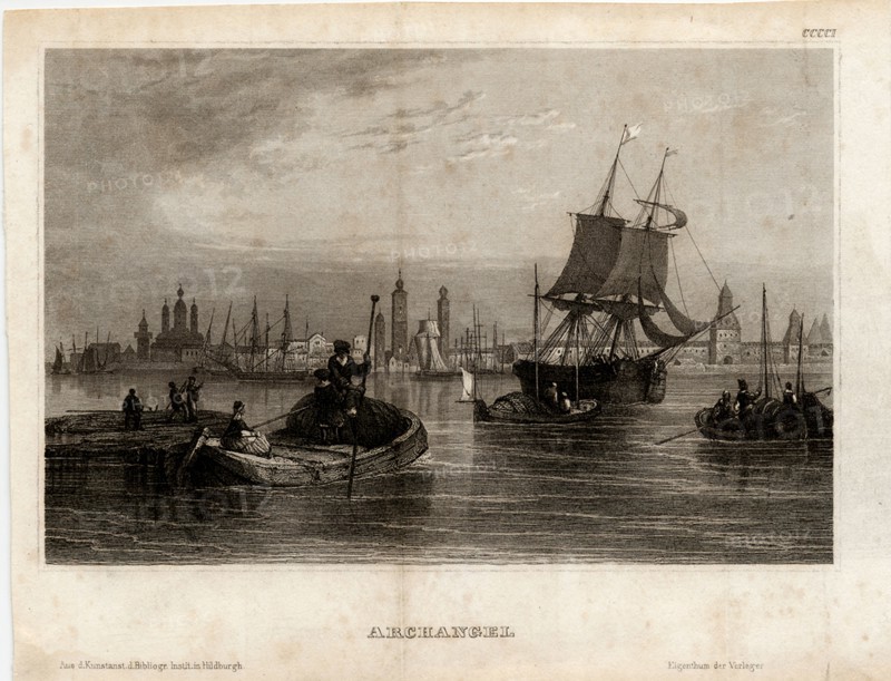 View of Arkhangelsk, 1833. Artist: Anonymous