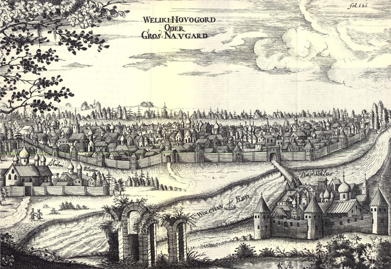 Velikiy Novgorod (Illustration from Travels to the Great Duke of Muscovy and the King of Persia by Adam Olearius), 1656. Artist: Anonymous