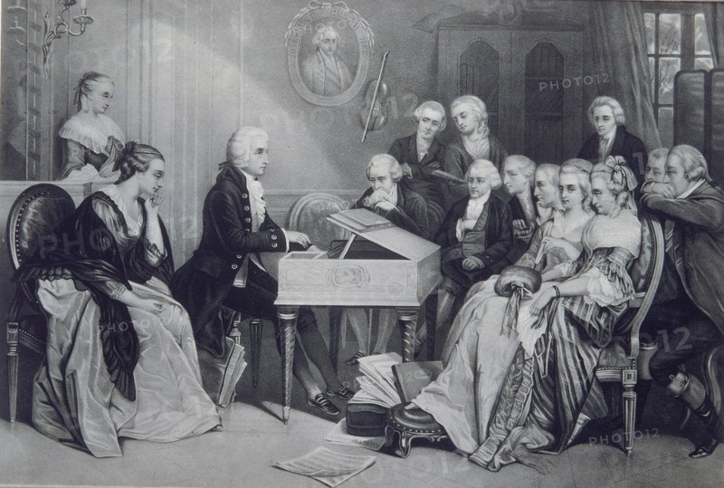House Concert at the Mozart family in Vienna, 19th century. Artist: Anonymous