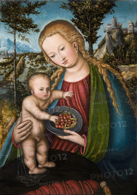 Virgin with Cherries, ca 1506. Artist: Cranach, Lucas, the Elder (1472-1553)