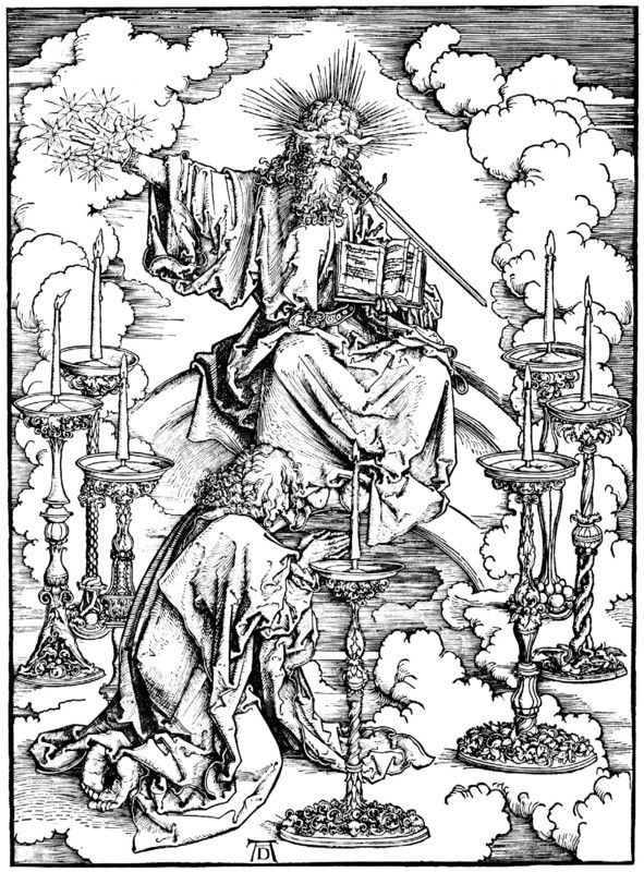 St John's Vision of Christ and the Seven Candlesticks (From The Apocalypse), c. 1497. Artist: Dürer, Albrecht (1471-1528)