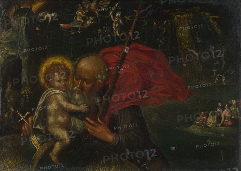 Saint Christopher carrying the Infant Christ, 17th century. Artist: German master