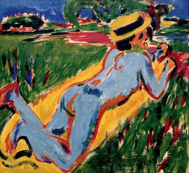 Recycling Blue Nude in a Straw Hat, 1909. Artist: Kirchner, Ernst Ludwig (1880-1938)