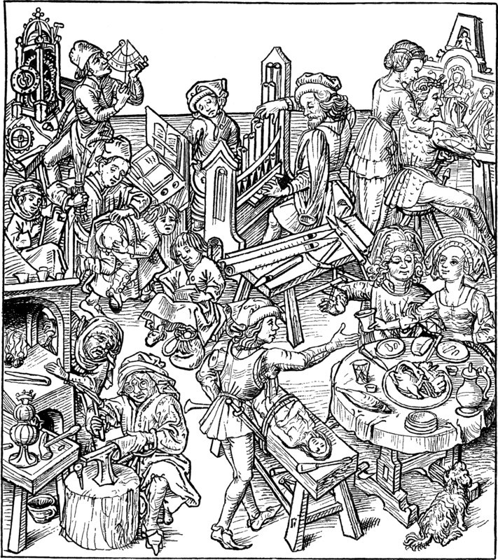 Mercury and His Children. Illustration from the Housebook, 1480s. Artist: Master of the Housebook (between 1470 and 1505)
