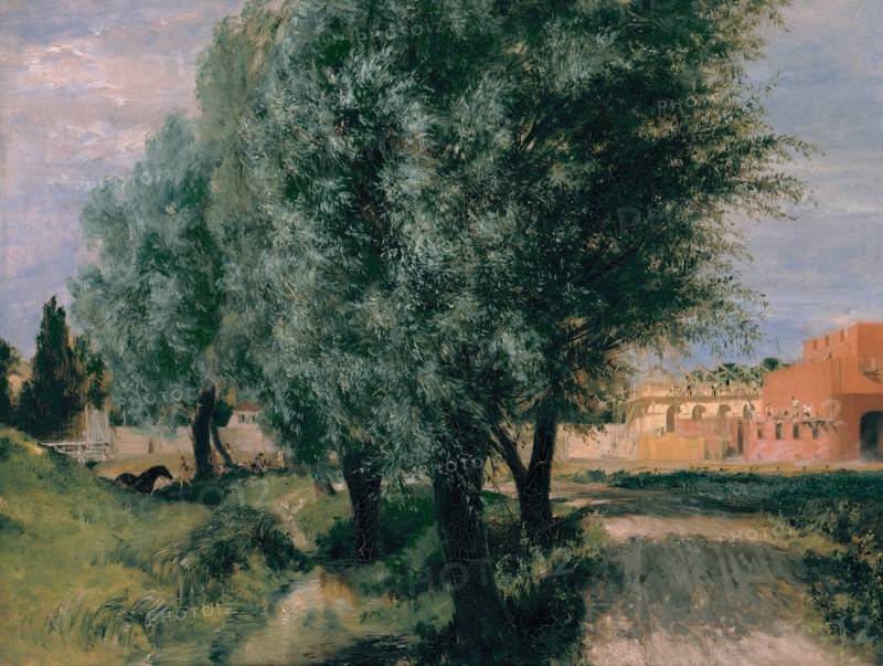 Building Site with Willows, 1846. Artist: Menzel, Adolph Friedrich, von (1815-1905)