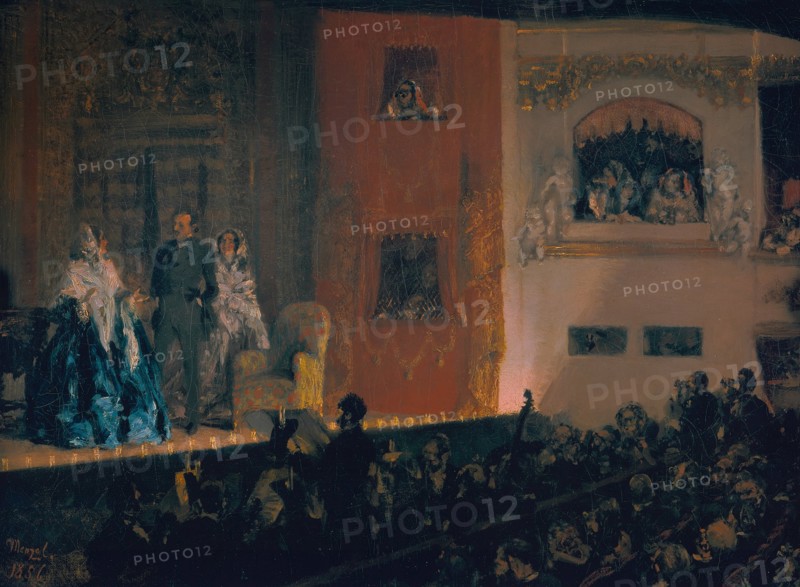 Théâtre du Gymnase in Paris, 1856. Artist: Menzel, Adolph Friedrich, von (1815-1905)