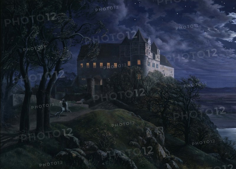 Castle Scharfenberg at Night, 1827. Artist: Oehme, Ernst Ferdinand (1797-1855)