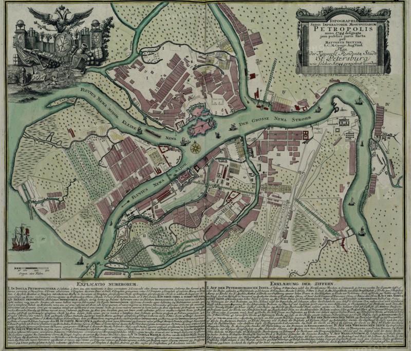 Map of Petersburg, 1744. Artist: Seutter, Matthaeus (1678-1757)