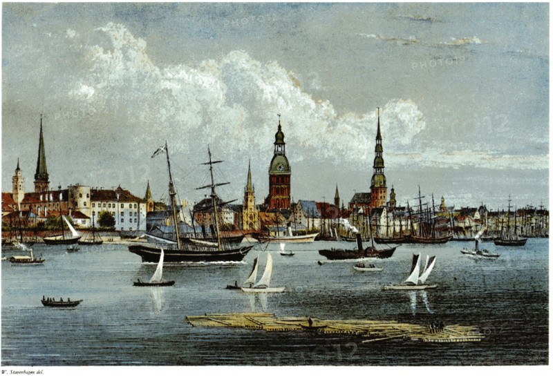 View of Riga, ca 1855. Artist: Stavenhagen, Wilhelm Siegfried (1814-1881)