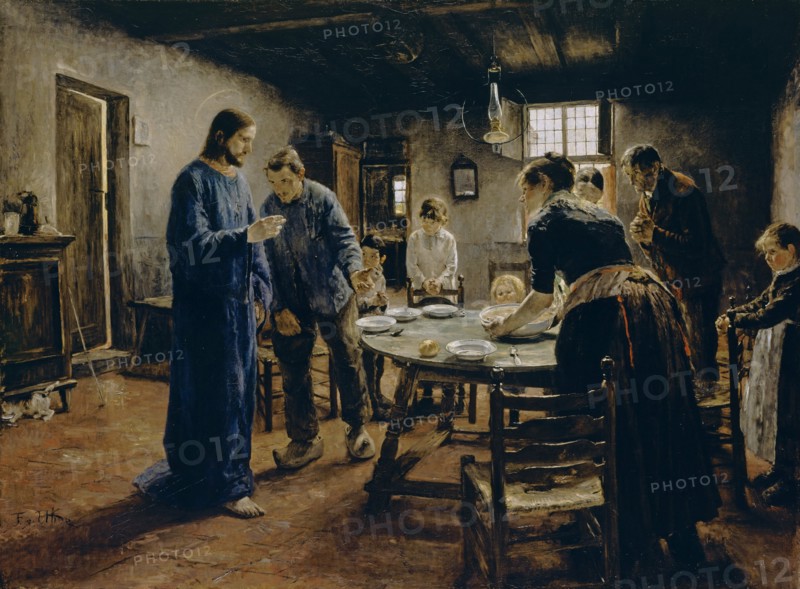 The Mealtime Prayer, 1885. Artist: Uhde, Fritz von (1848-1911)