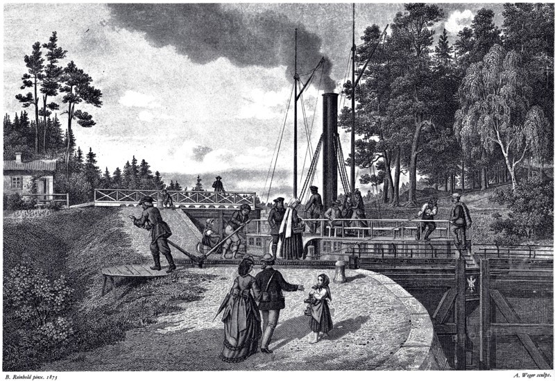 View of the Juustila Lock in Finland, 1873. Artist: Weger, August (1823-1892)